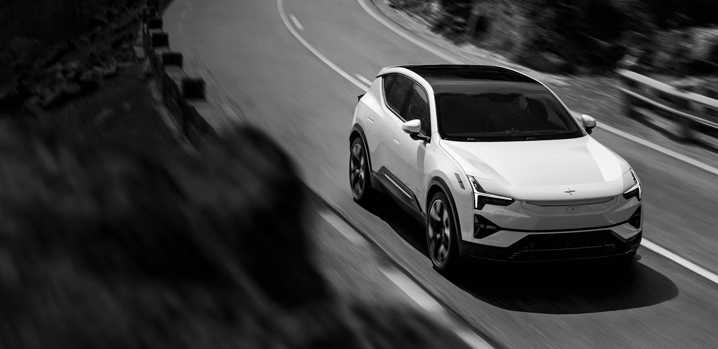 Polestar 3 driving on a curving road