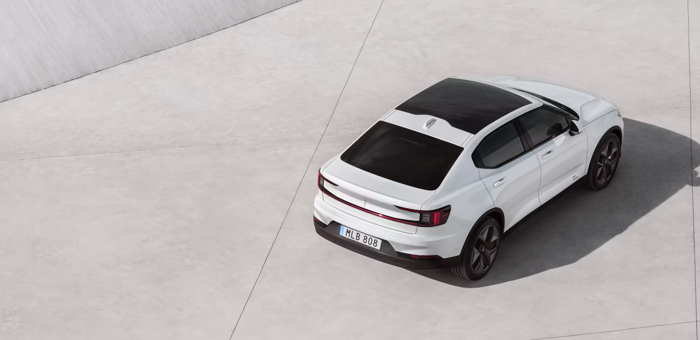 Polestar 2 seen from above on a concrete surface