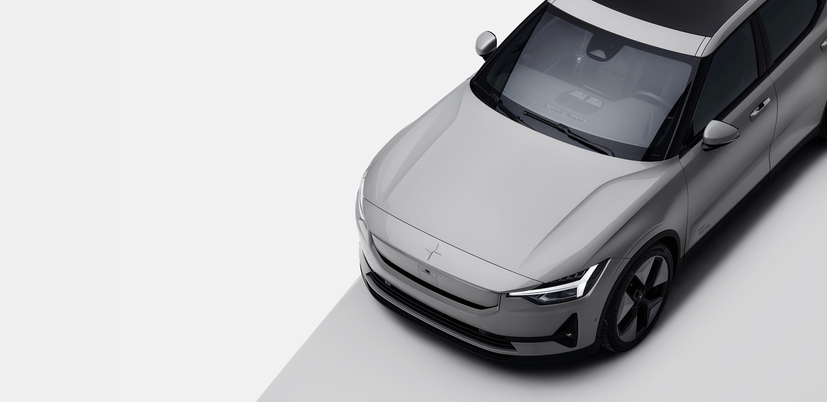 Polestar 2 viewed from above at front-right angle