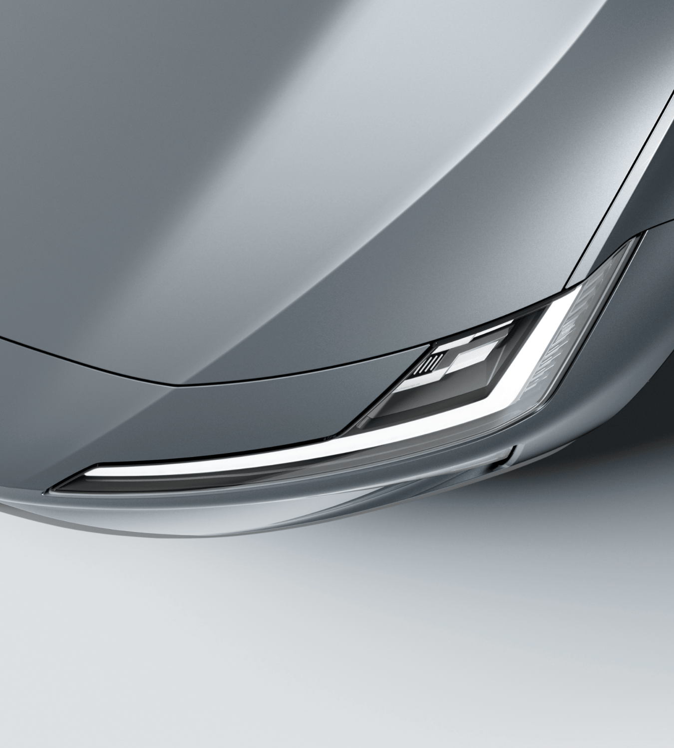 A top down view of Polestar 4 SUV’s left-hand headlamp.