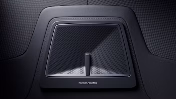 Polestar 4 SUV’s speaker on the dashboard included with the option Harmon Kardon audio system.