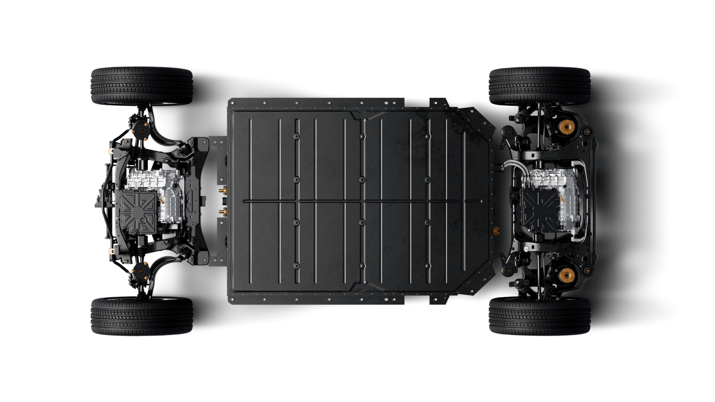 An isolated view of Polestar 4 SUV’s all-wheel drivetrain