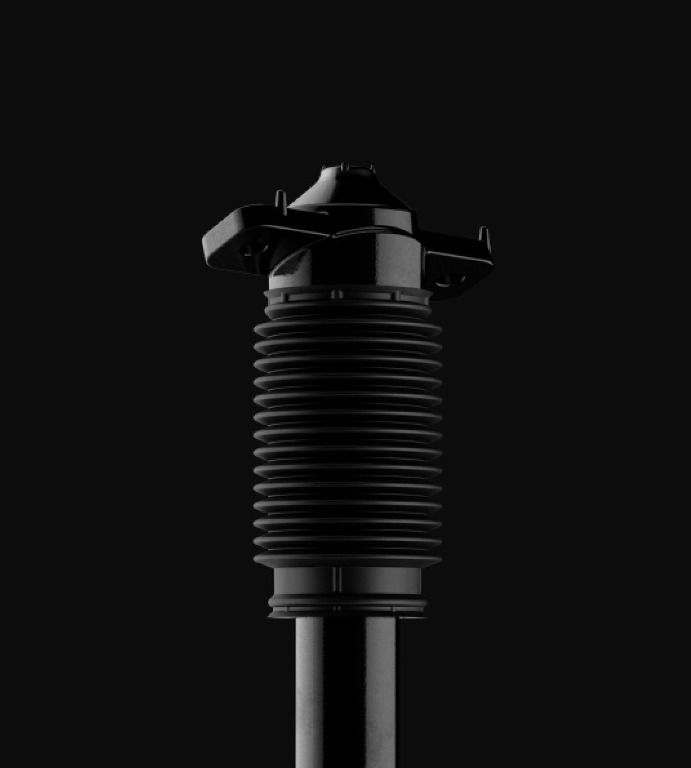 Polestar 4 SUV’s high-capacity passive dampers in a black background.