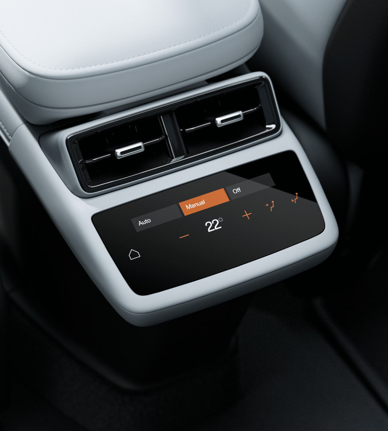 Polestar 4 SUV’s rear 5.7-inch rear screen for climate and entertainment settings.