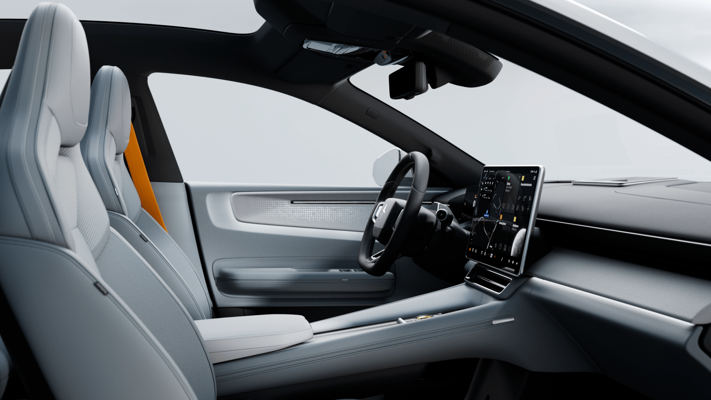 Polestar 4 SUV’s Zinc star knit illuminated deco with Mist tailored knit