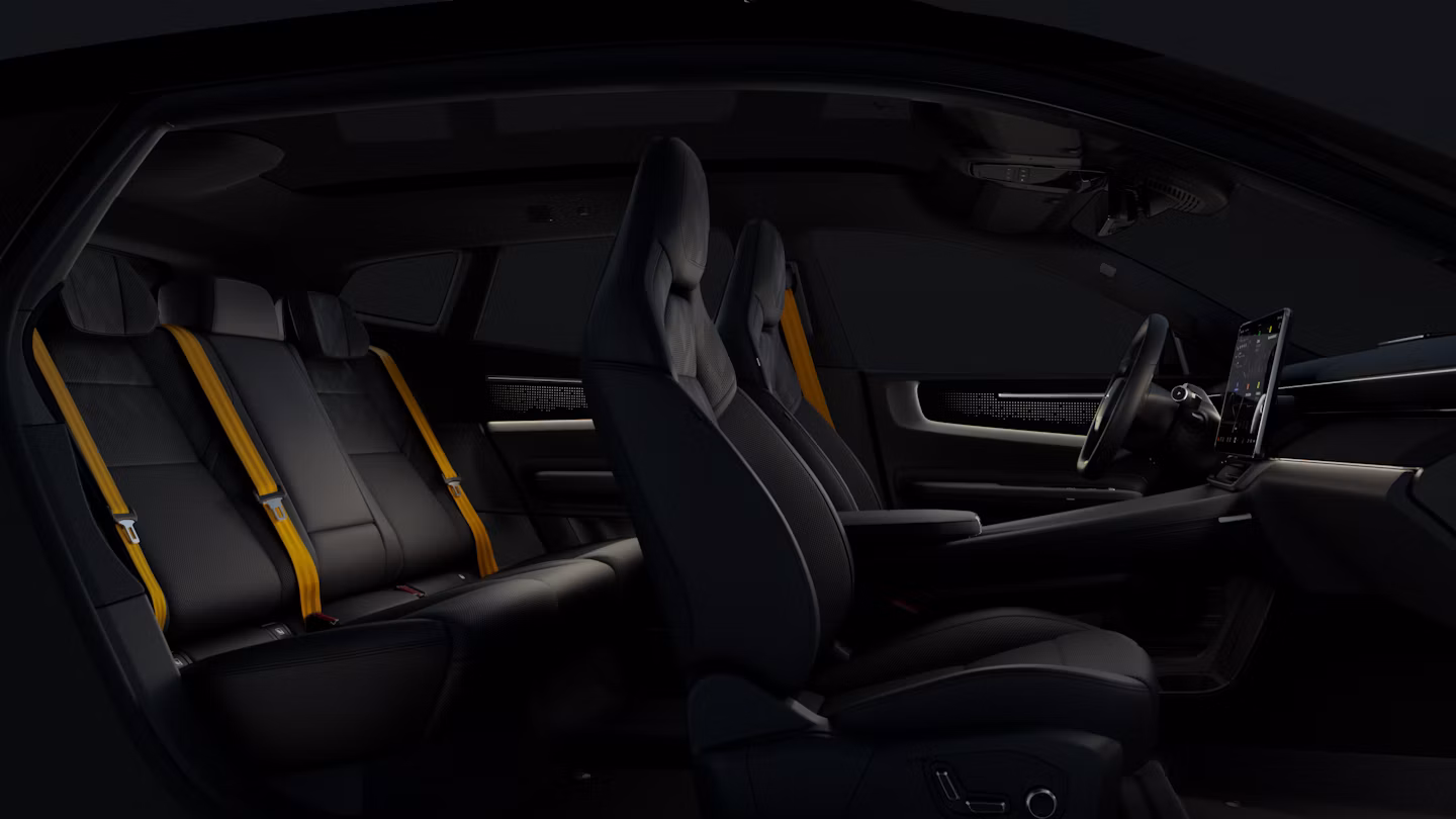 Polestar 4 SUV's interior cabin space in the dark