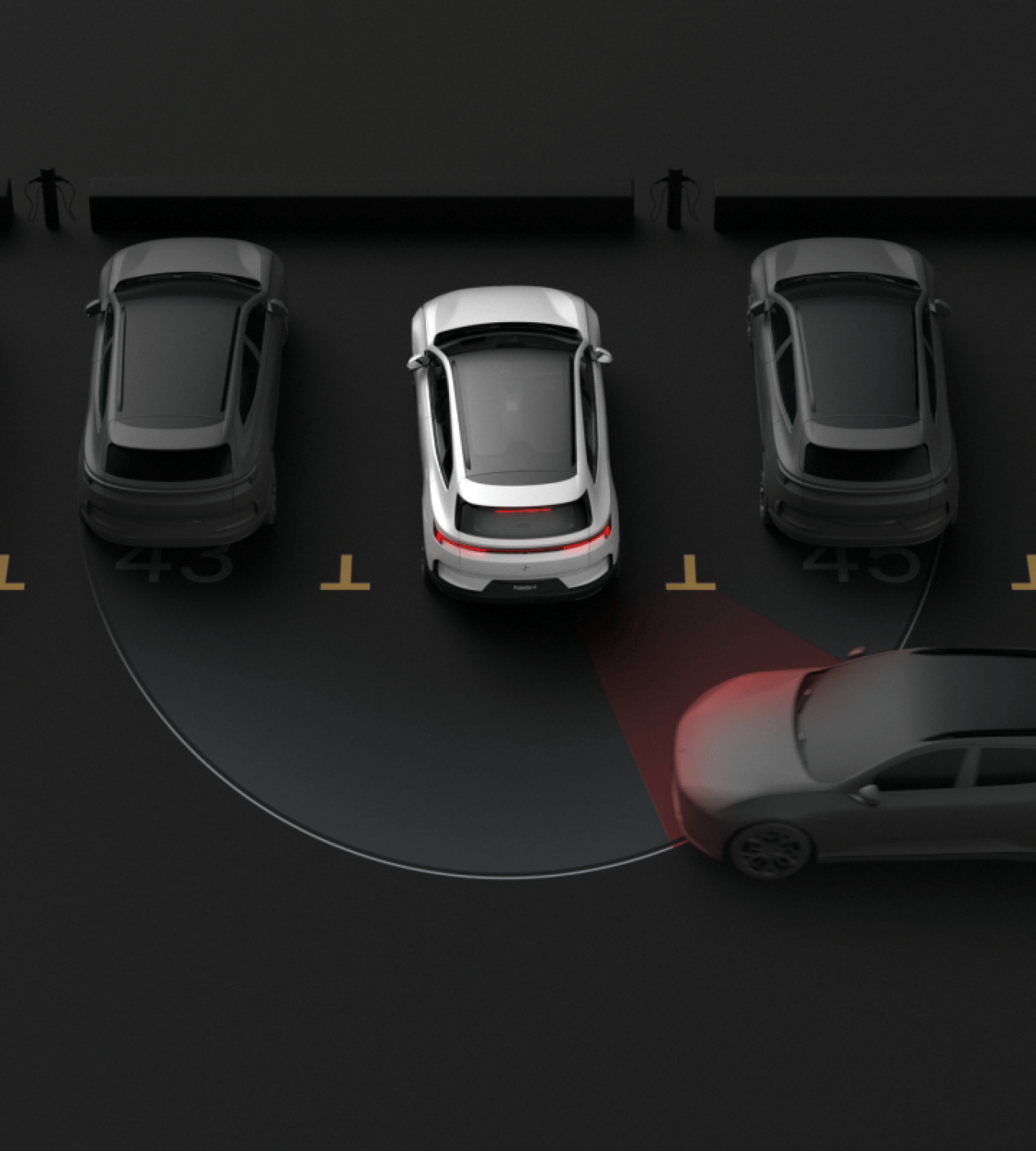 Polestar 4 SUV stopped from reversing after sensing a car passing its blind spot.