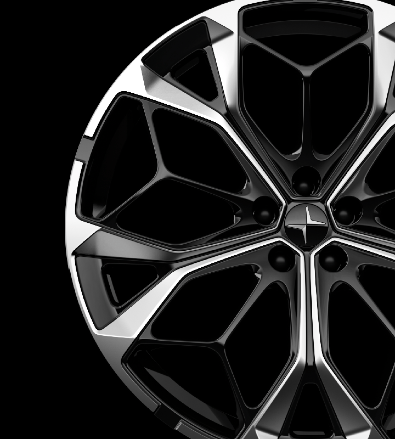 A close-up view of Polestar 4 SUV’s 22-inch Performance wheel.