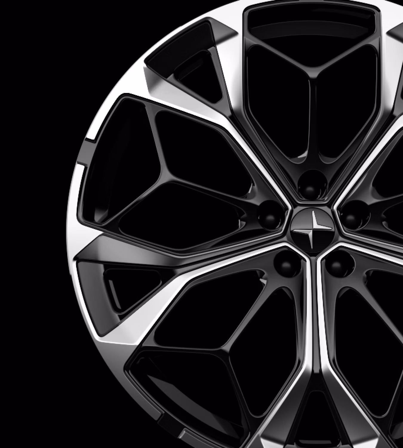 A close-up view of Polestar 4 SUV’s 22-inch Performance wheel.