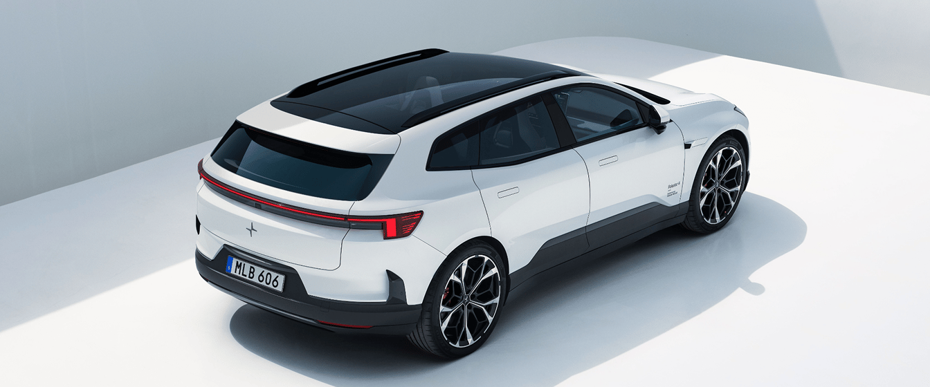Polestar 4 SUV viewed from rear three-quarter angle