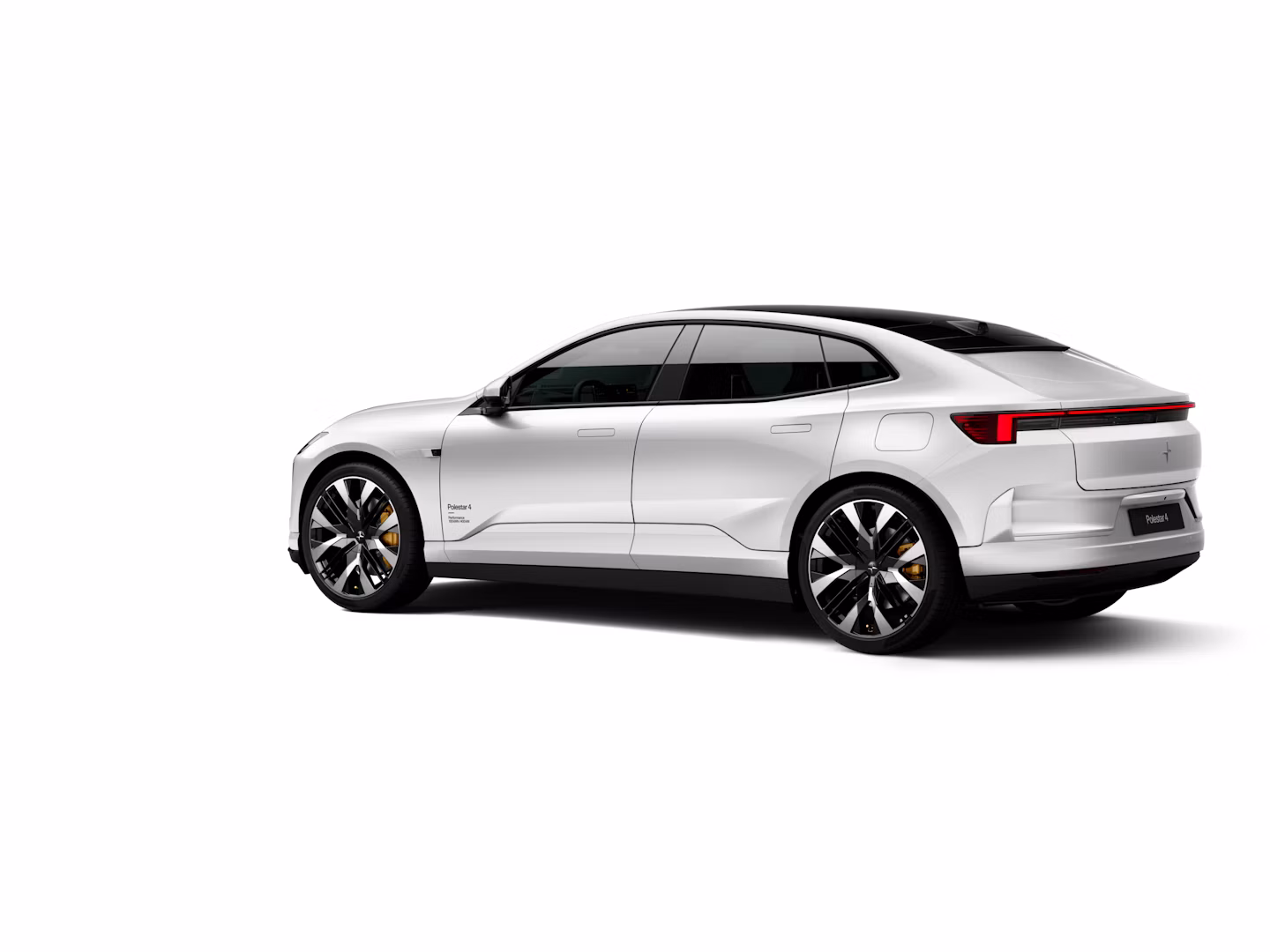 Polestar 4 coupé shown in rear three-quarter view on a white background