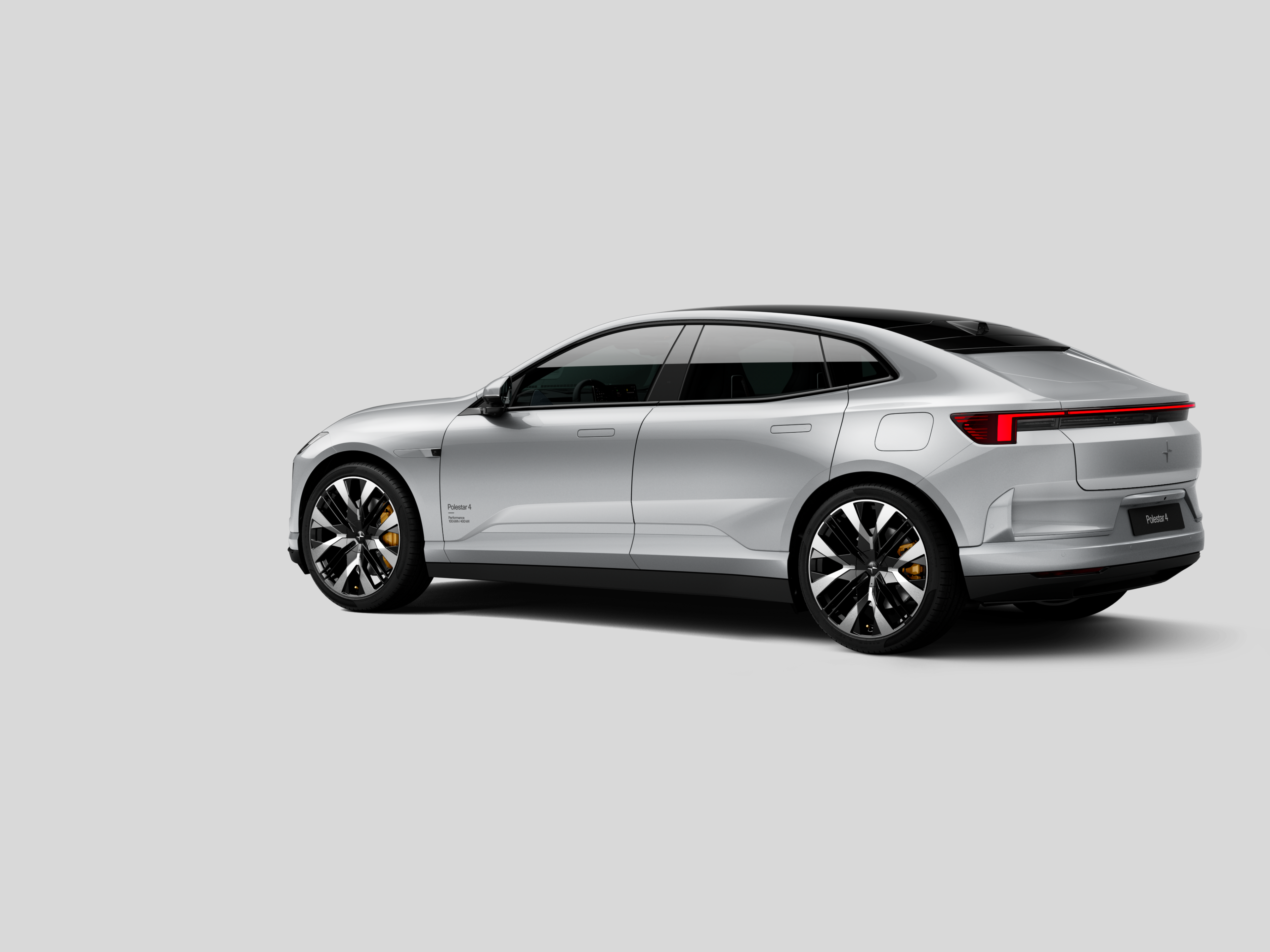 Polestar 4 coupé shown from the rear three-quarter view