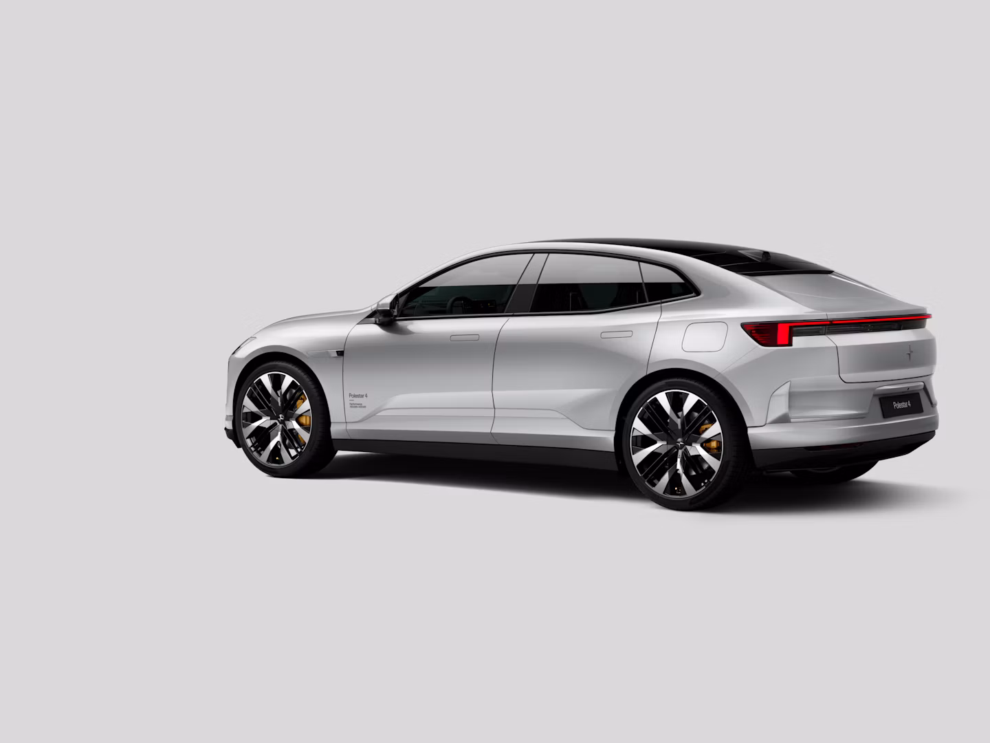 Polestar 4 coupé shown from the rear three-quarter view