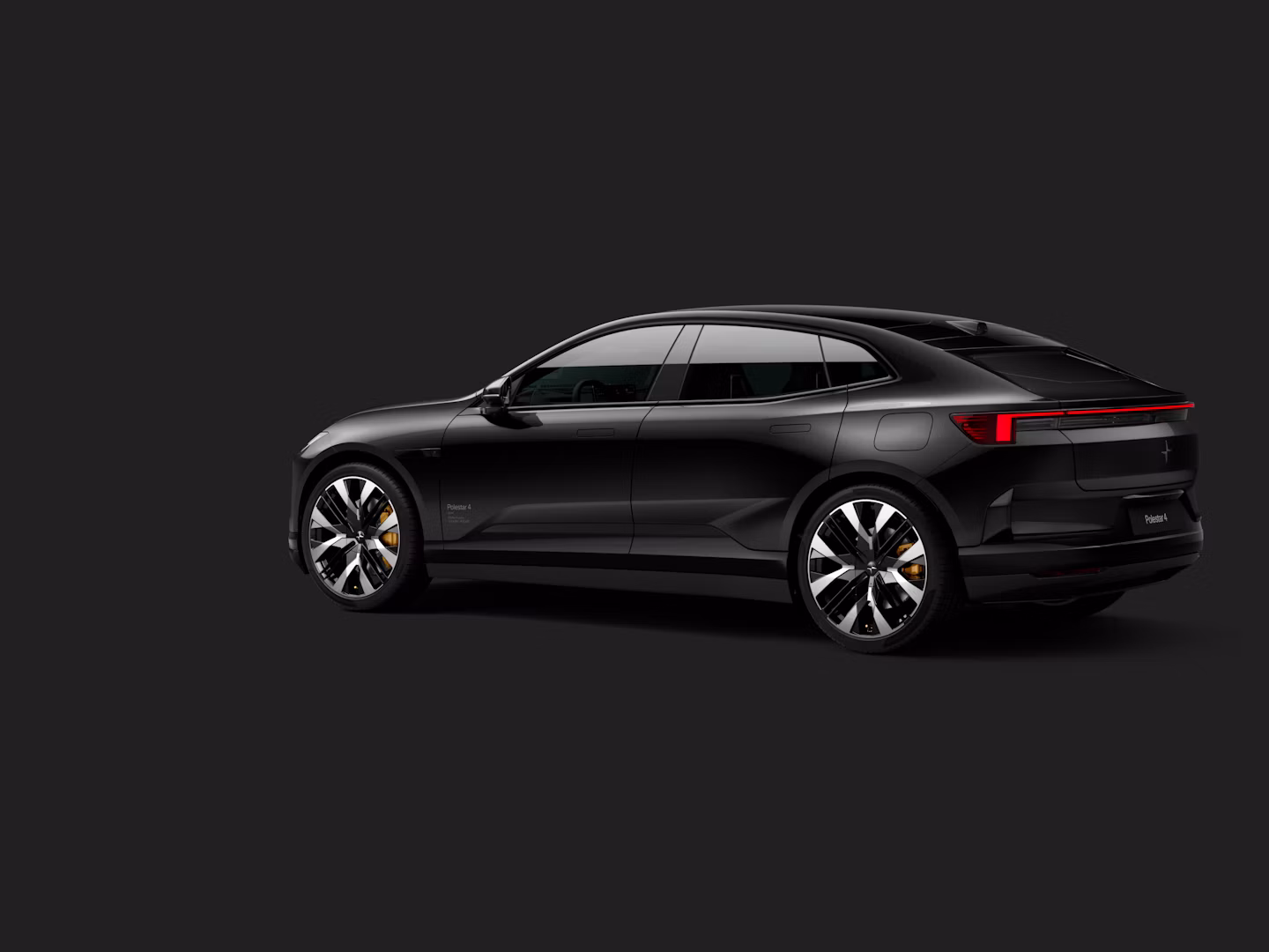 Polestar 4 coupé shown from the rear side view