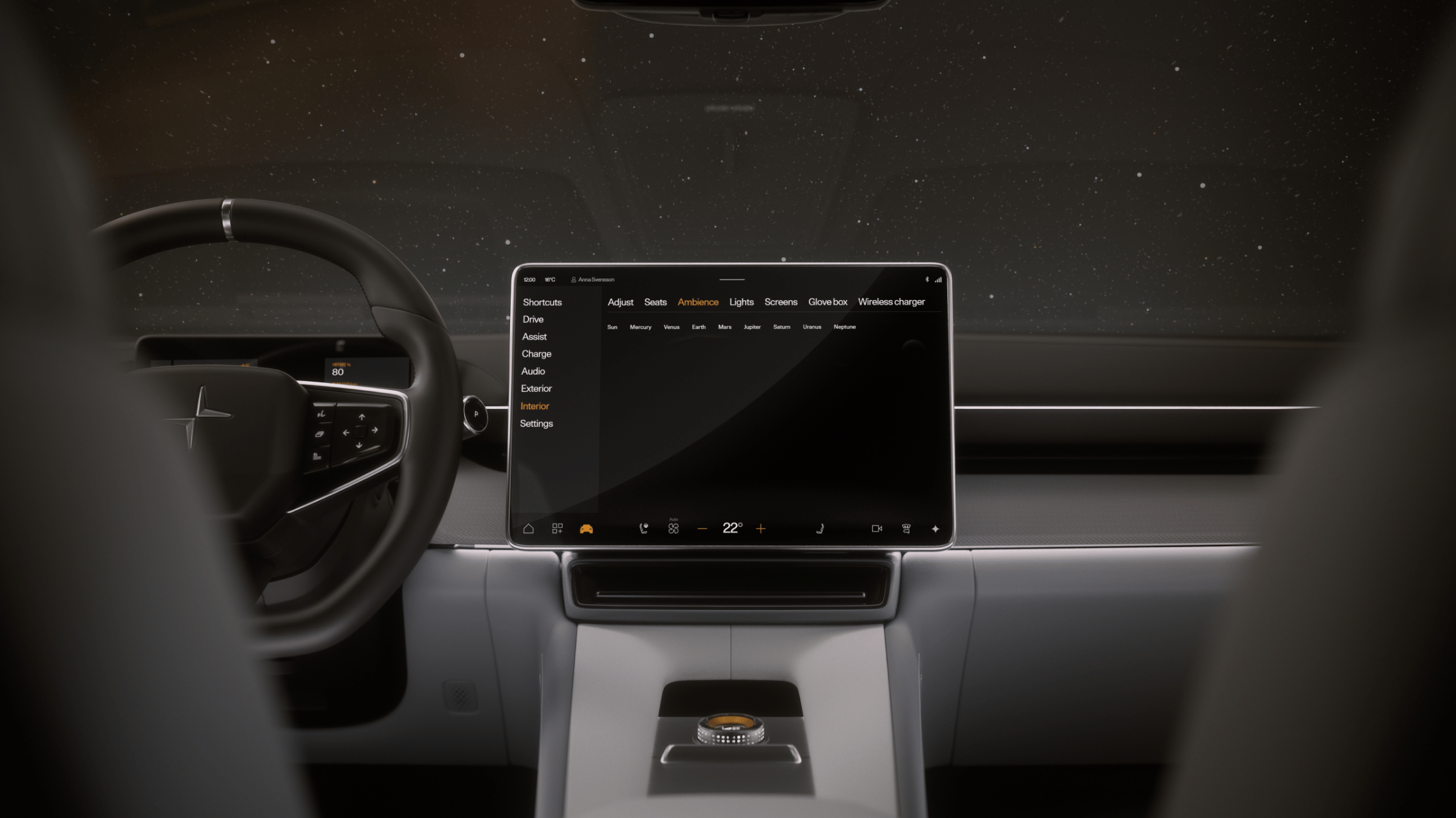 Polestar 4 coupé’s solar system inspired illumination with the colours of various planets